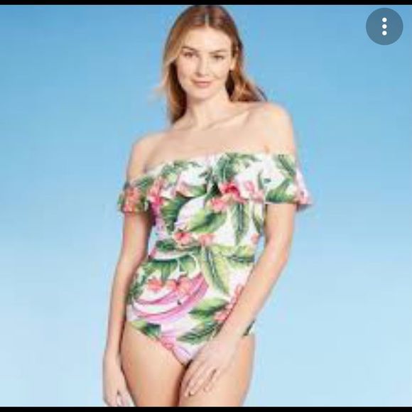 Women's Off shoulder Flounce High Coverage One Piece Swimsuit S - Picture 1 of 9
